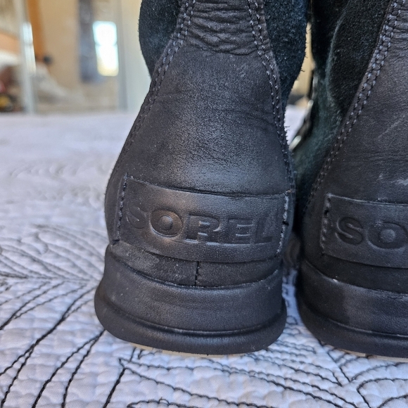 VGUC Sorel Explorer Joan Winter Boots Black Suede Faux Fur Waterproof Women 6 - Picture 13 of 16